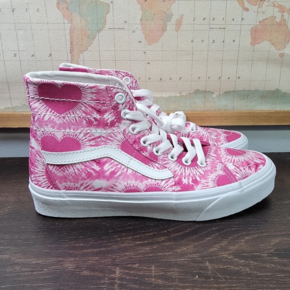 BRAND NEW Vans Sk8-Hi Tapered Pink 'Tie Dye Hearts' Pink Women's Size 8.0 - Picture 4 of 7